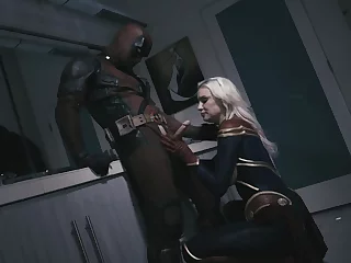 Hardcore making out between a Deadpool and busty blonde Kenzie Taylor